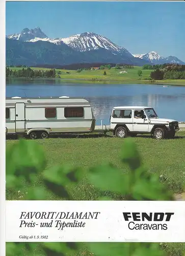 Prospekt Fendt Caravans. Favorit / Diamant Preis und Typenliste. 