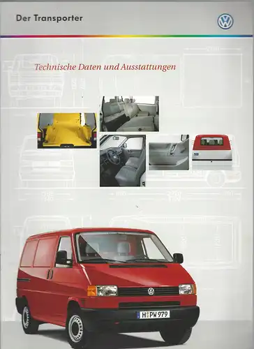 Prospekt VW. Der Transporter  mit Beilage Technische Daten und Ausstattung. 1998. 