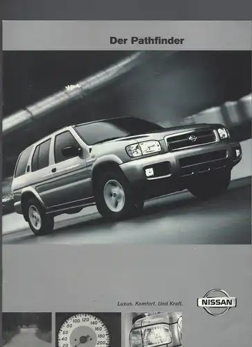 Prospekt Nissan der Pfathfinder. 2000.  Mit Beilage Preisliste , Ausstattung, Technische Daten, Farben, Maße von 2001. 