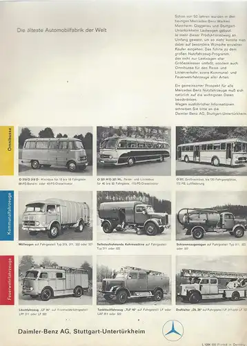 Prospekt 1959 " ein LKW Programm für alle Wünsche " Mercedes Benz. 