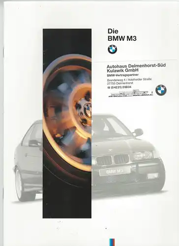 Prospekt. Die BMW 3er, E36 M3 , Coupe, Limousine, Cabrio. 1995. 