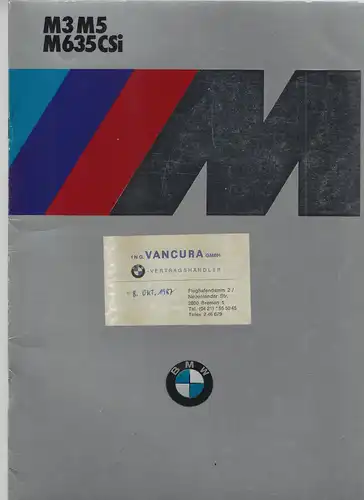 Prospekt. BMW M3 / M5 / M635CSi 1986. 