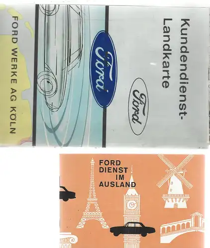 Boardmappe für Ford Taunus 17M.
Mit Bedienungsanleitung 1962, Kundendienst-Landkarte und Broschüre Ford Dienst im Ausland.
Alles in einer original Ford Kunststoffhülle. 