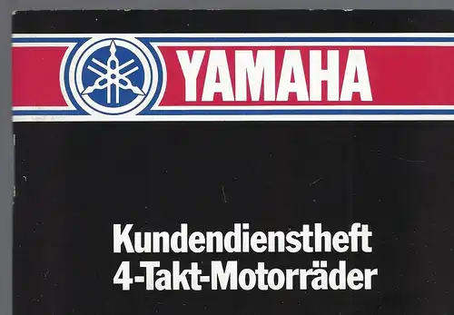 Yamaha Kundendiestheft 4-Takt-Motorräder.  NOS
Das Heft ist absolut jungfreulich, keine Eintragungen nichts ausgefüllt.
Letzte vorgesehene Inspection liegt bei 100 000 km. 