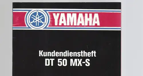 Yamaha Kundendiestheft DTM 50 MX-S.  NOS
Das Heft ist absolut jungfreulich, keine Eintragungen nichts ausgefüllt.
Letzte vorgesehene Inspection liegt bei 60 000 km. 