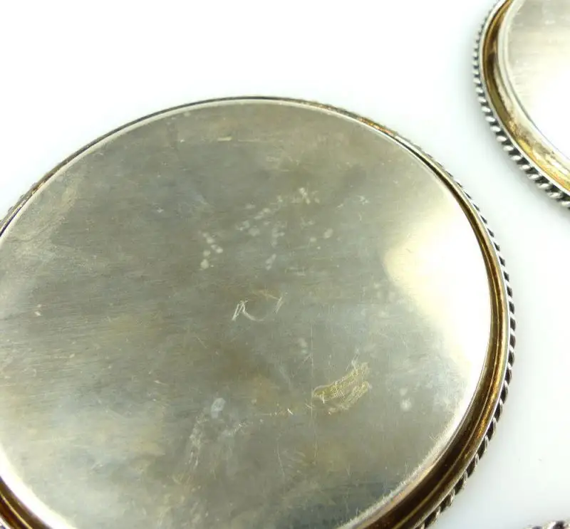 #e4903 6 tolle kleine 925er Silber Untersetzer Sterling Silber 925 FS 7