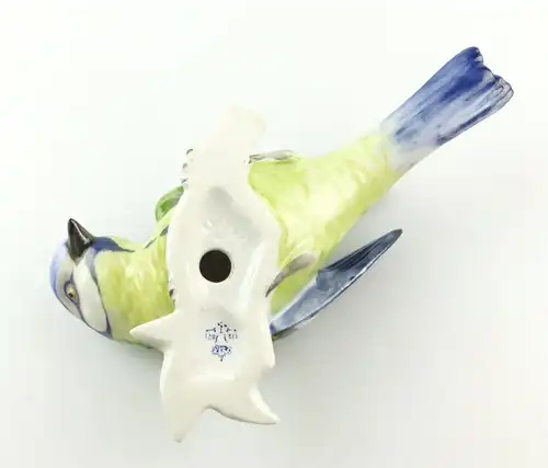 #e4186 Unterweissbacher Werkstätten Porzellan Figur Vogel Wanddeko Blaumeise