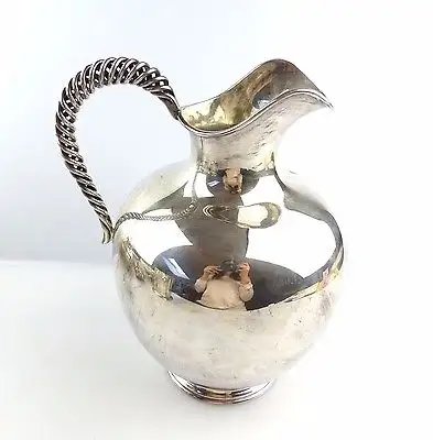 #e4919 Große 925 (Ag) Sterling Silber Wasserkanne Gebrüder Deyhle 3