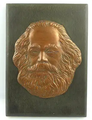 Bronze /Holz Wandrelief: Karl Marx DDR e1248