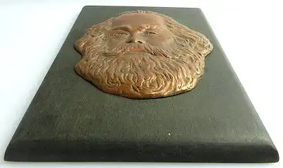 Bronze /Holz Wandrelief: Karl Marx DDR e1248