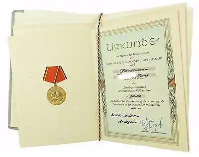 #e6784 DDR Urkunden für Verdienstmedaille der NVA in Gold, Silber & Bronze 1960