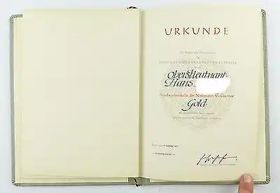 #e6784 DDR Urkunden für Verdienstmedaille der NVA in Gold, Silber & Bronze 1960