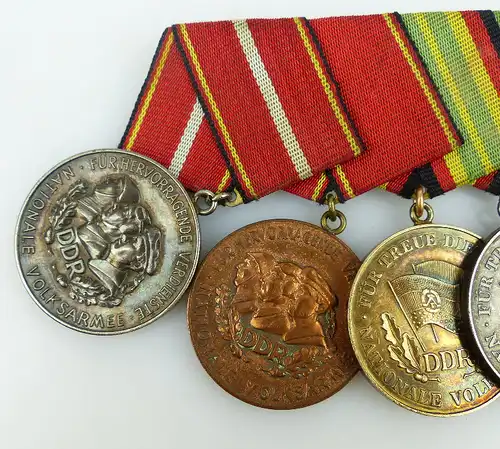 Ordenspange: Verdienstmedaille NVA Silber, Bronze, Medaille treue Die, Orden1064