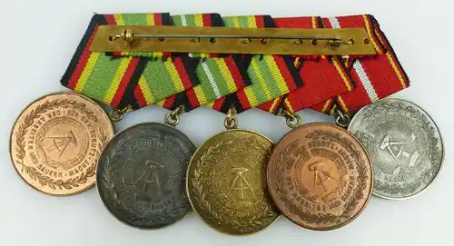 Ordenspange: Verdienstmedaille NVA Silber, Bronze, Medaille treue Die, Orden1064
