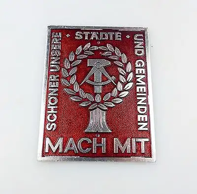 #e7601 DDR Plakette der "Mach mit" Bewegung für hervorragende Leistungen