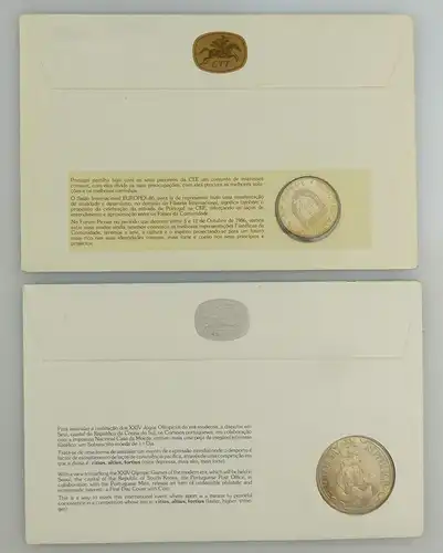 #e7709 2 Gedenkmünzen Europex 1986 und Jogos Olimpicos Seoul 1988