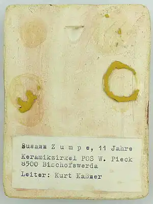 #e1871 JP Jungpioniere Keramikzirkel POS W.Piek 8500 Bischofswerda Keramikbild