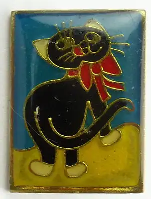 #e7989 Original altes DDR Abzeichen / Anstecknadel Katze mit Schleife