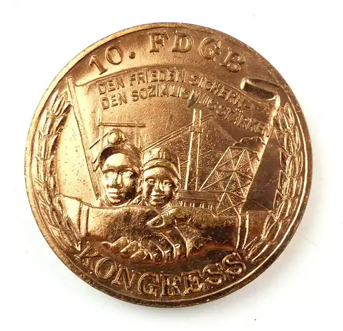 #e7945 Medaille 10. FDGB Kongress VEB Mansfeldkombinat Wilhelm Pieck