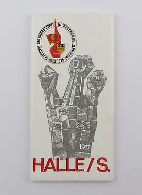 #e7939 Alte DDR Plakette Halle/S. III. Festival der Freundschaft 1975