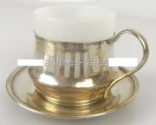 Alte Teetasse mit Untersetzer in 800 (Ag) Silber, Krakau Polen