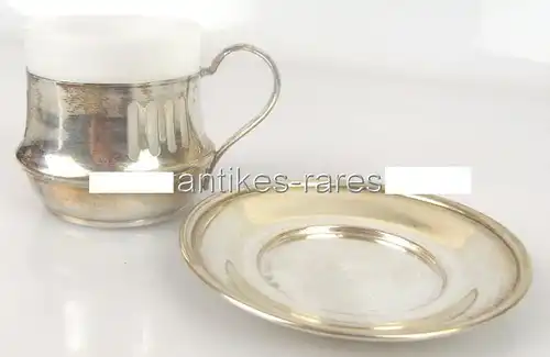 Alte Teetasse mit Untersetzer in 800 (Ag) Silber, Krakau Polen