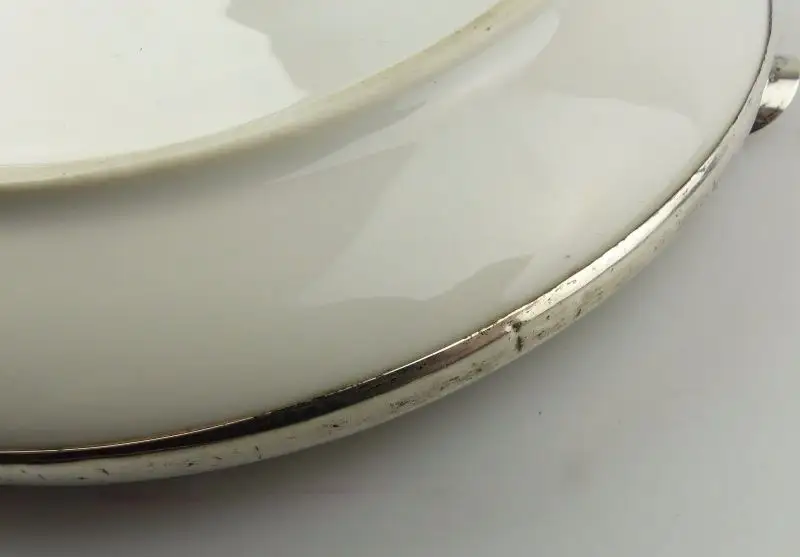 #e8236 Alter Rosenthal Aschenbecher mit Drachen und 835 Silbermontierung 9