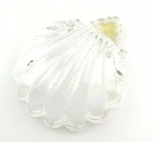 #e8233 Sehr dekorative Glasschale mit aufgelegtem 800 Silber am Griff Muschel