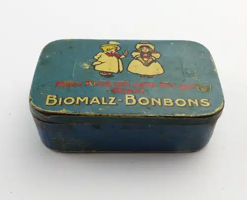 #e8275 Alte Blechdose Biomalz Bonbons mit original Werbezettel innen sehr selten