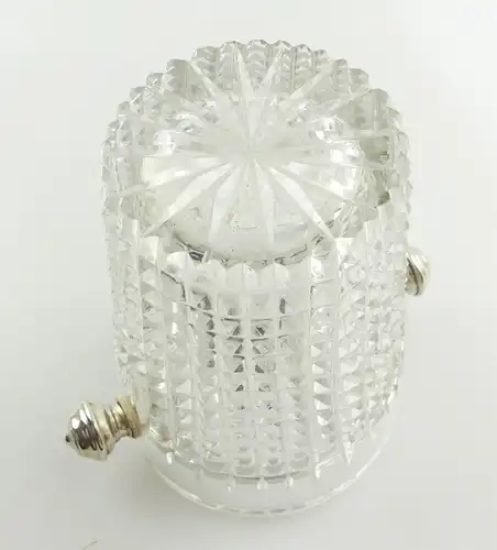 #e8350 Eisbehälter aus Glas mit Griffen aus Silber