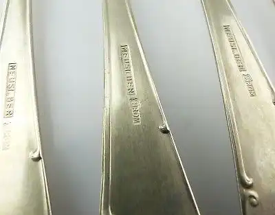 #e8448 6 Messer und 6 Gabeln Neusilber mit Barock Muster