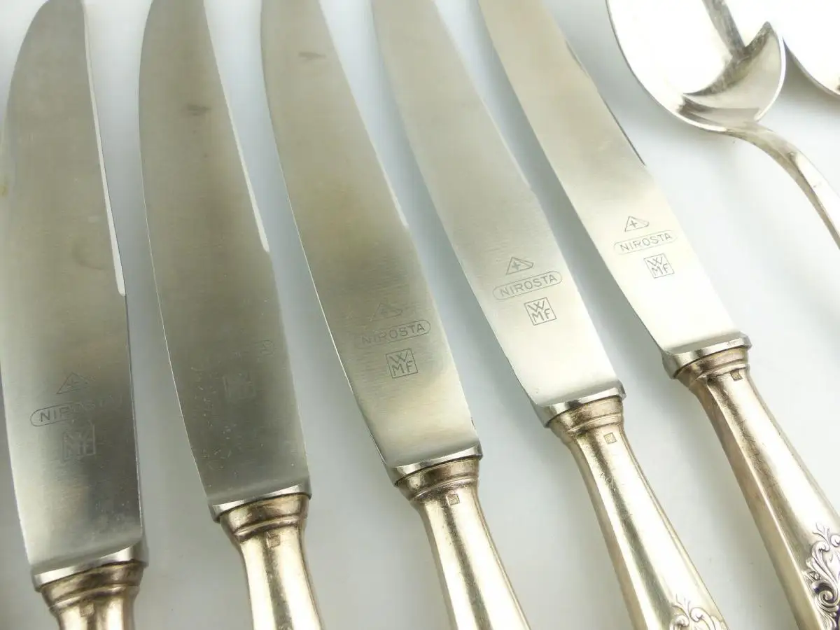 #e8426 Versilbertes WMF Besteck Modell 900 mit Fächermuster 48 Teile 7