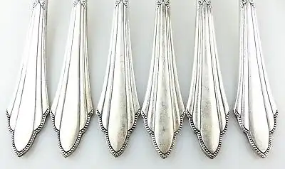E8502 6 versilberte Kuchengabeln mit Fächermuster von WMF / 90er Silberauflage