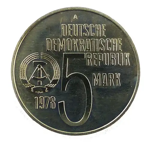 #e8669 DDR 5-Mark-Gedenkmünze von 1978 - Internationales Anti-Apartheid-Jahr