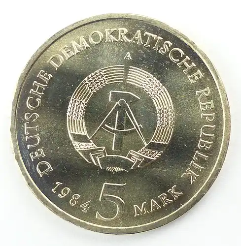 #e8668 DDR 5-Mark-Gedenkmünze von 1984 - Altes Rathaus Leipzig - R - A