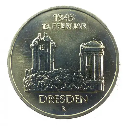 #e8663 DDR 5-Mark-Gedenkmünze von 1985 - Dresden 1945 13. Februar - R
