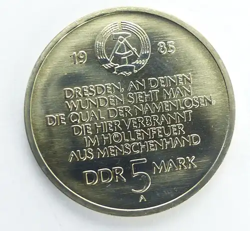 #e8663 DDR 5-Mark-Gedenkmünze von 1985 - Dresden 1945 13. Februar - R