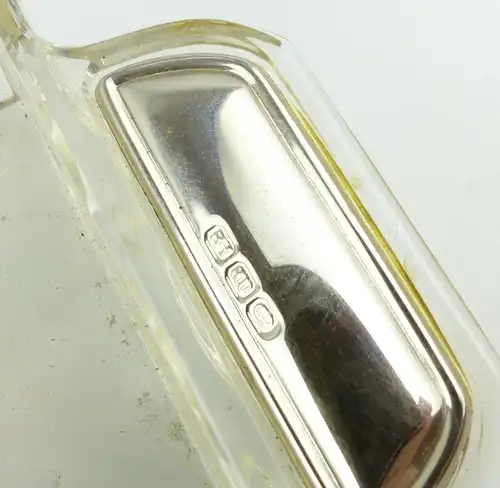 #e8354 Schale / Behälter aus Glas mit 800er Silberauflage an den Griffen