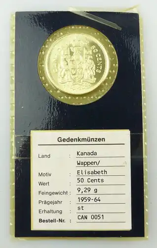 #e8957 Gedenkmünze Münze Kanada 50 Cents 1959-64 Stempelglanz Elisabeth