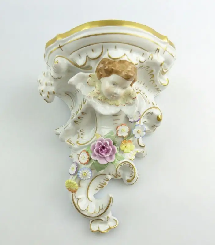 #e5219 PMP Porzellan Manufaktur Plaue Schierholz Wand Konsole mit Putto 0