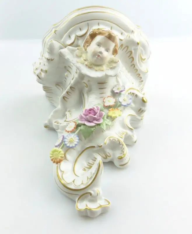 #e5219 PMP Porzellan Manufaktur Plaue Schierholz Wand Konsole mit Putto 4