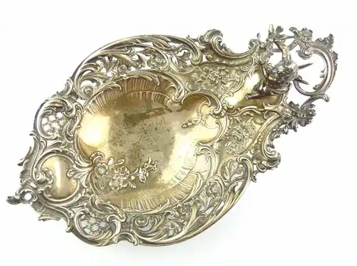 #e5211 Große dekorative Gründerzeit Schale mit Putto / Engel aus 800 (Ag) Silber