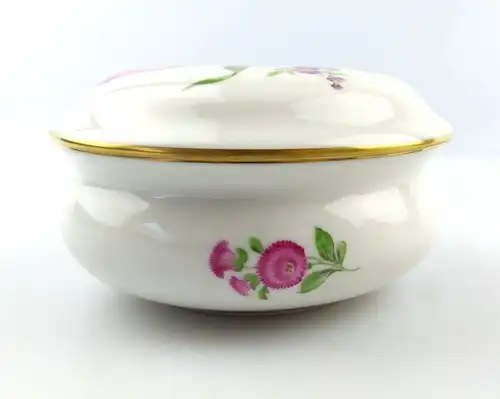 #e6008 Meissen Porzellan Dose mit Deckel 1. Wahl mit Blumen & Goldrand