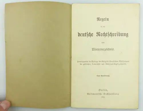 Buch: Regeln für die deutsche Rechtschreibung nebst Wörterverzeichnis 1902 e802