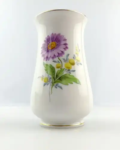#e4244 Tolle Blumenvase Meissen Porzellan Blumen mit Goldrand 1. Wahl