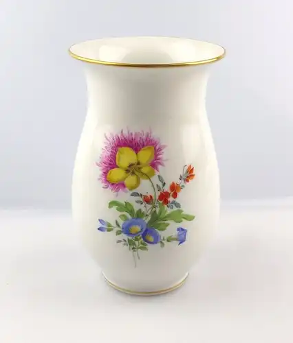 #e6002 Wunderschöne Meissen Vase 1. Wahl Blumen & Goldrand um 1980