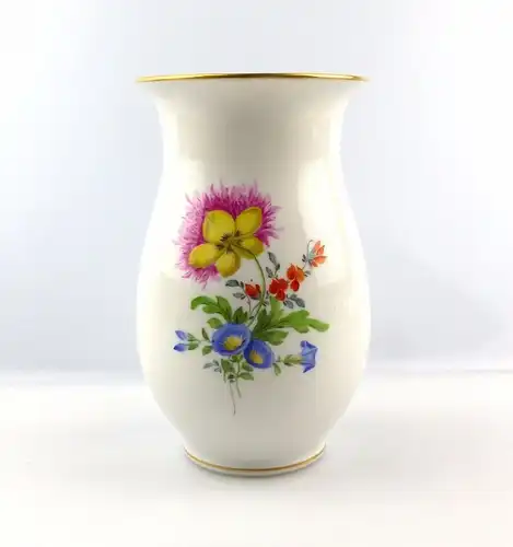 #e6002 Wunderschöne Meissen Vase 1. Wahl Blumen & Goldrand um 1980
