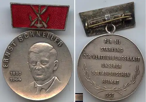 DDR GST Ernst Schneller Medaille 900 Silber 1. Variante