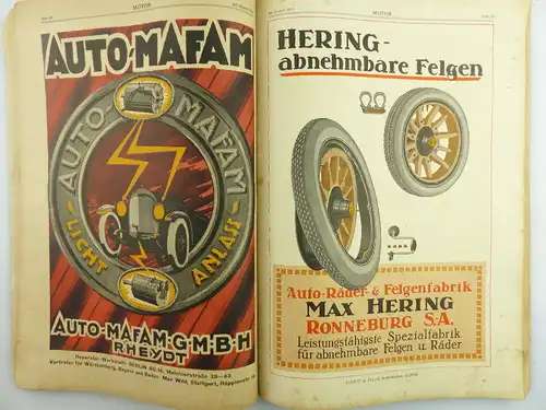 Alte Zeitschrift Motor 1919 Juli-August * sehr selten * mit Werbung e1096