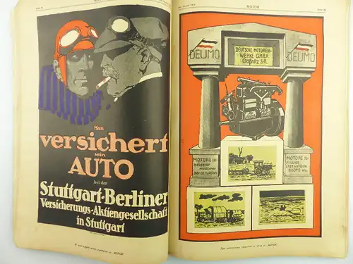 Alte Zeitschrift Motor 1919 Juli-August * sehr selten * mit Werbung e1096